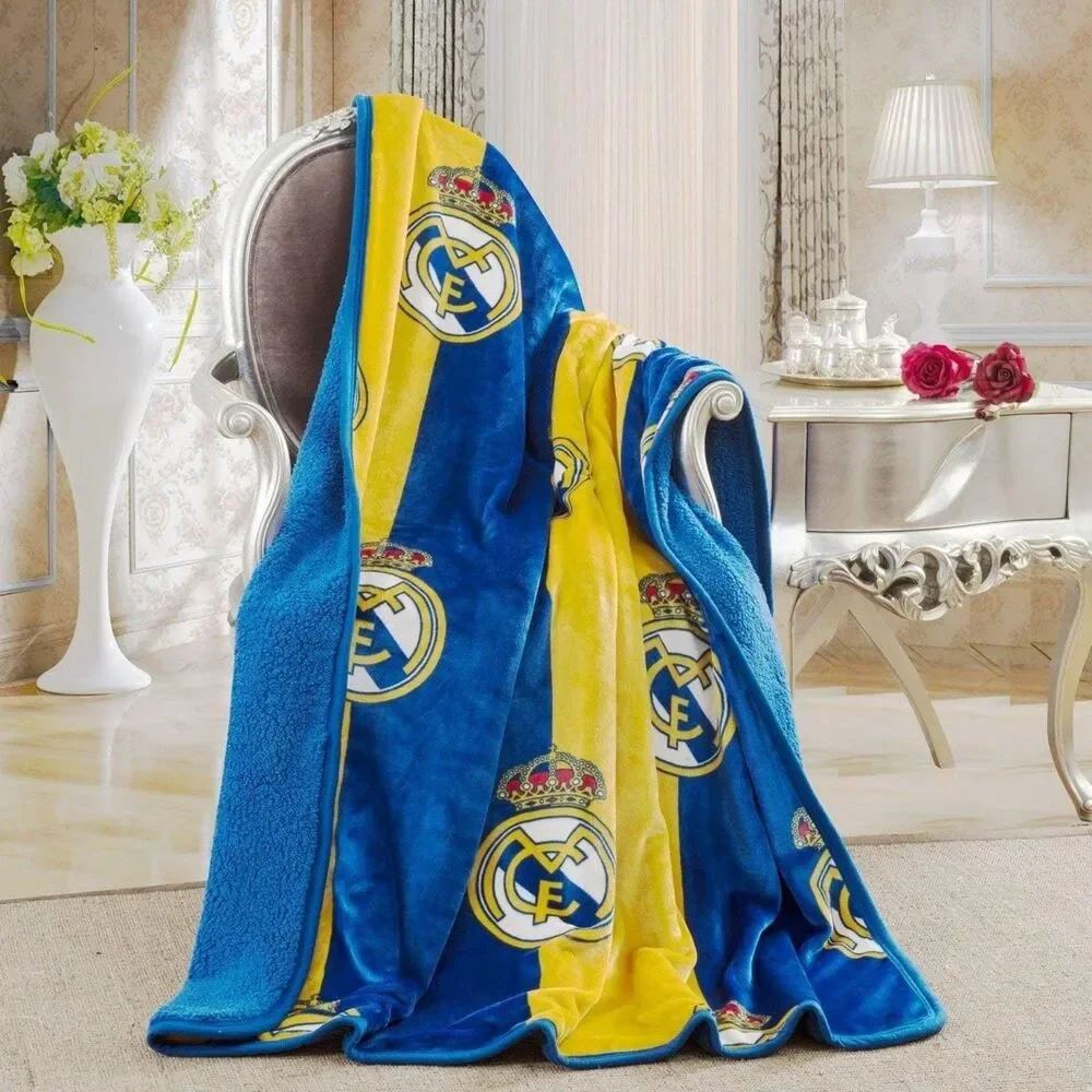 Real Madrid Silk Touch Sherpa Lined Throw Blanket Official Lic Team Logo 50 x 60